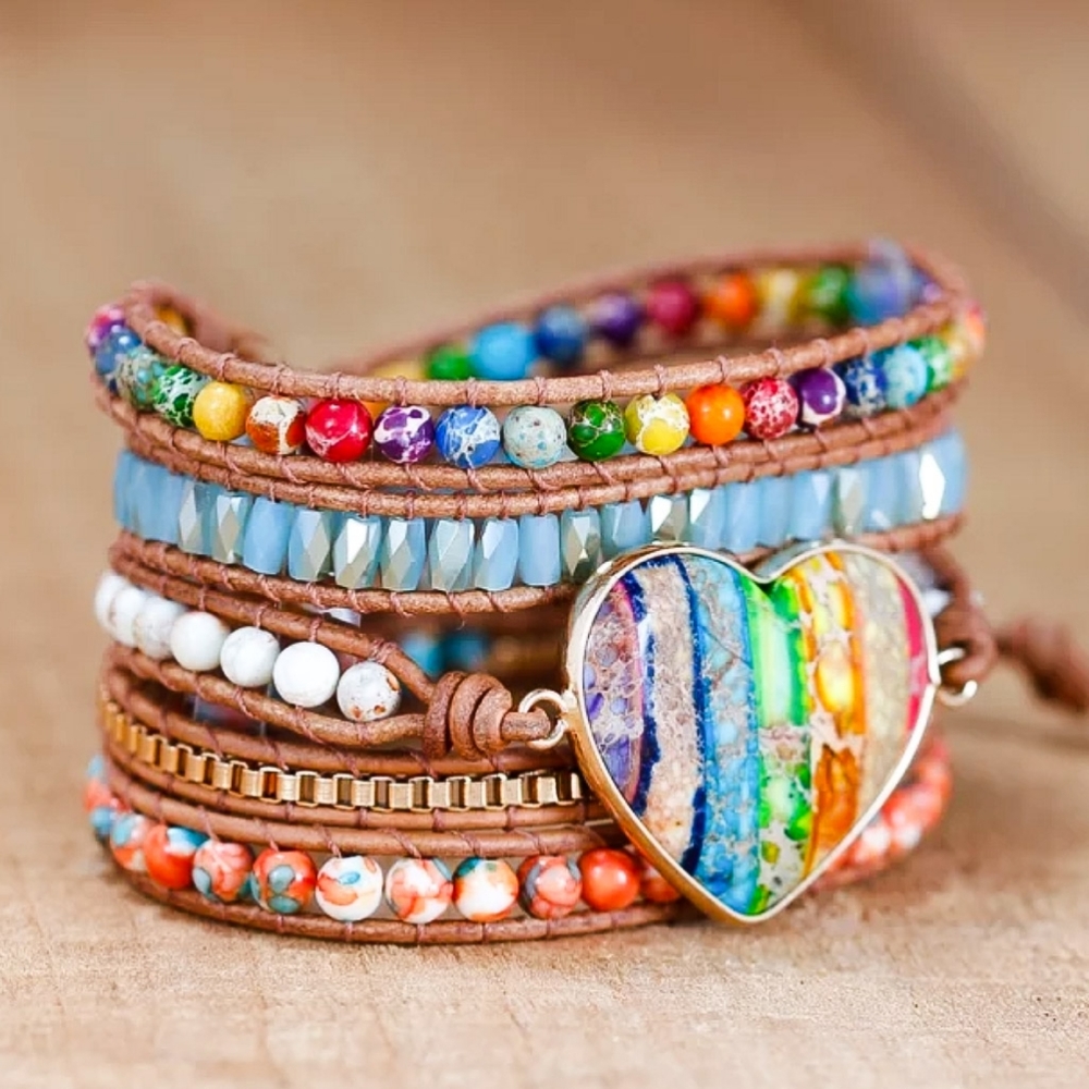 Chakra Romance Leather Wrap Bracelet - Picture 2 of 5